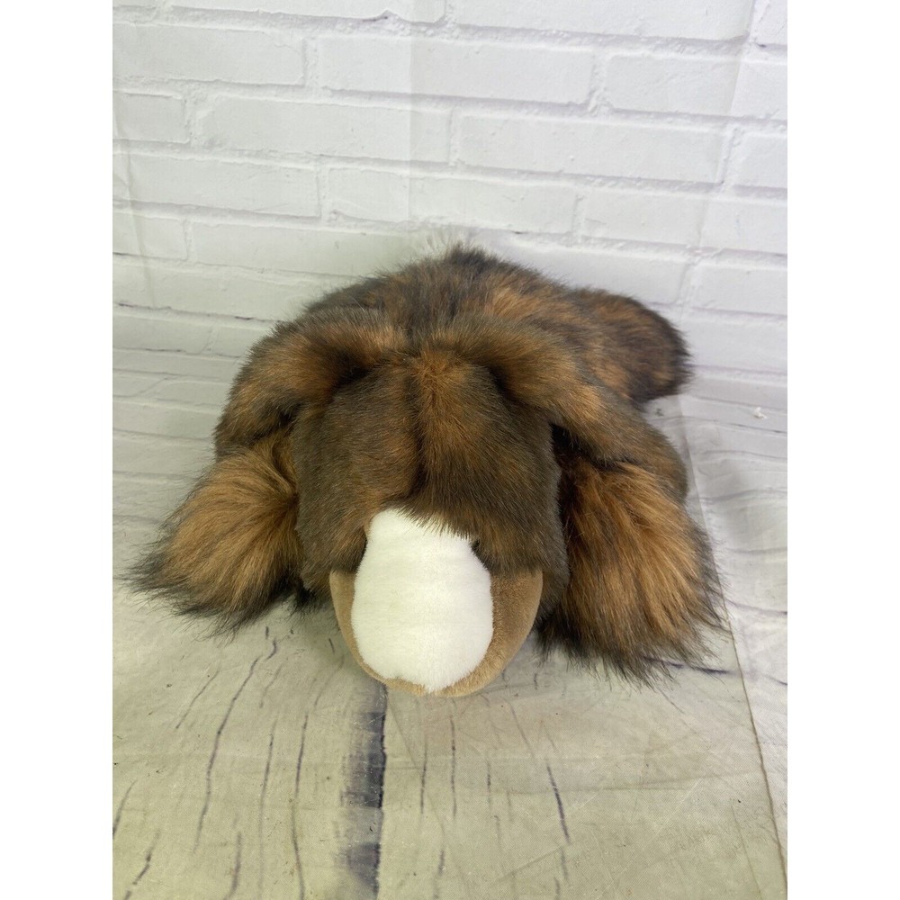 VTG Carousel by Guy Bunny Rabbit Laying Floppy Hairy Bull Nose Plush Toy Brown
